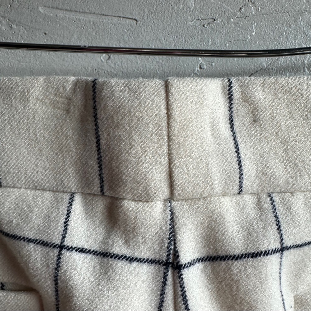 Derek Lamb 10 Crosby Ivory & Blue Plaid High Rise Straight Leg Trousers Sz 4 - Picture 9 of 12